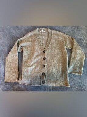 Classic V-Neck Button Cardigan Sweater - Taupe